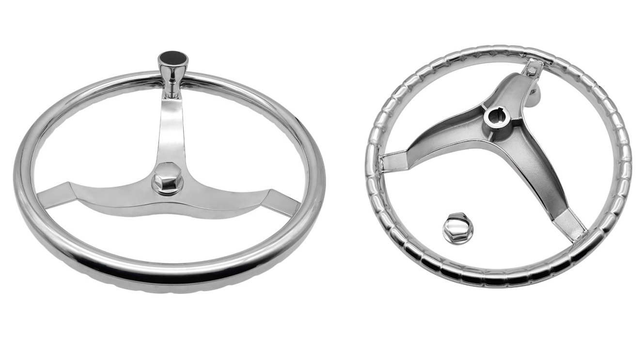 Volant en acier inoxydable avec bouton noir