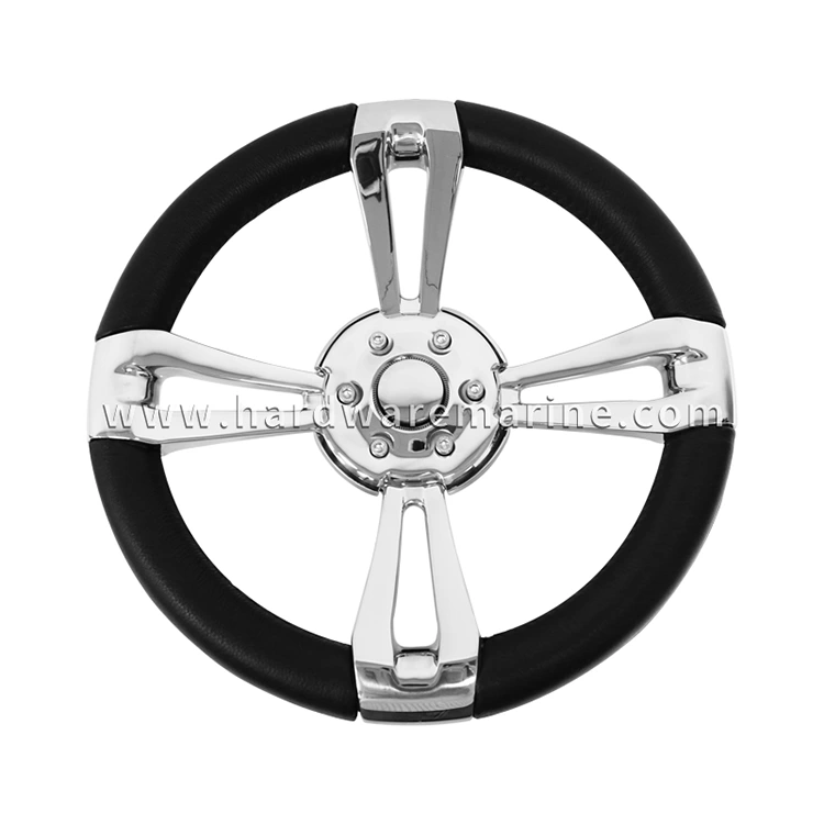 Volant marine en acier inoxydable volant à 4 rayons avec enveloppe en cuir