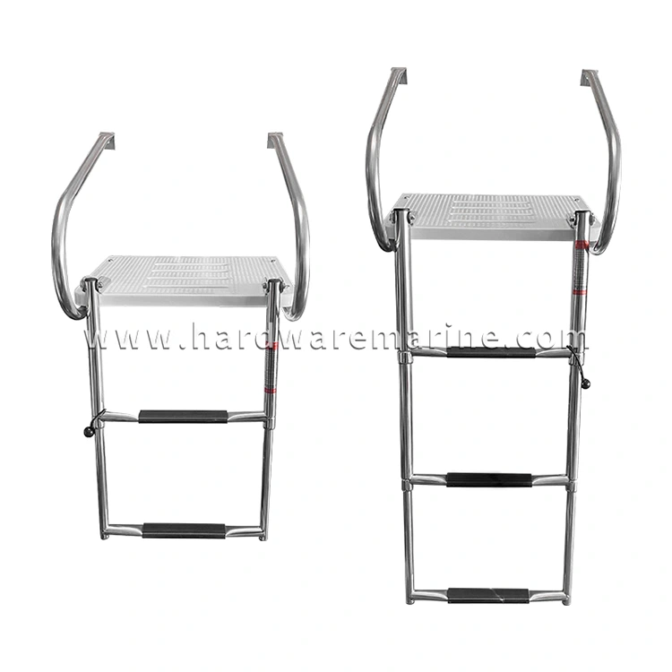 Échelle pliante marine en acier inoxydable 2/3 étape d'échelle avec plate-forme