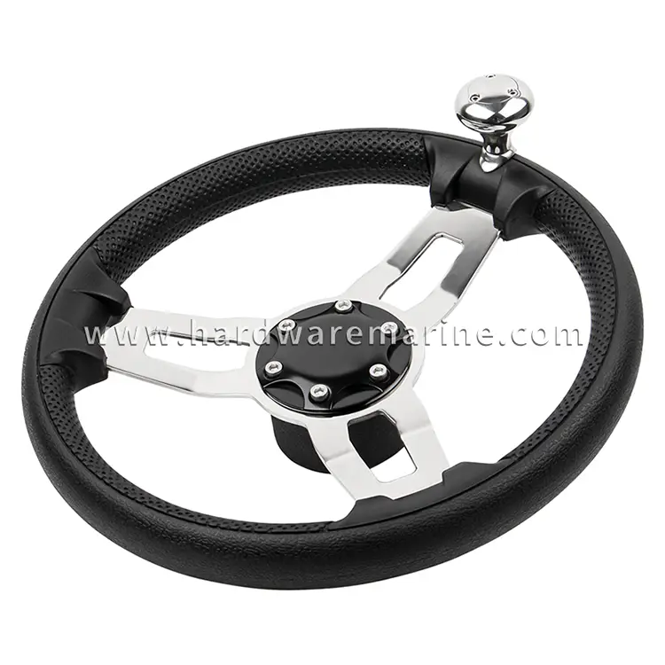 Mousse PU en acier inoxydable volant à 3 rayons avec bouton